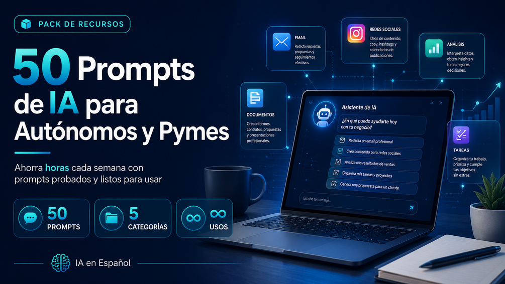Portada del ebook 50 Prompts de IA